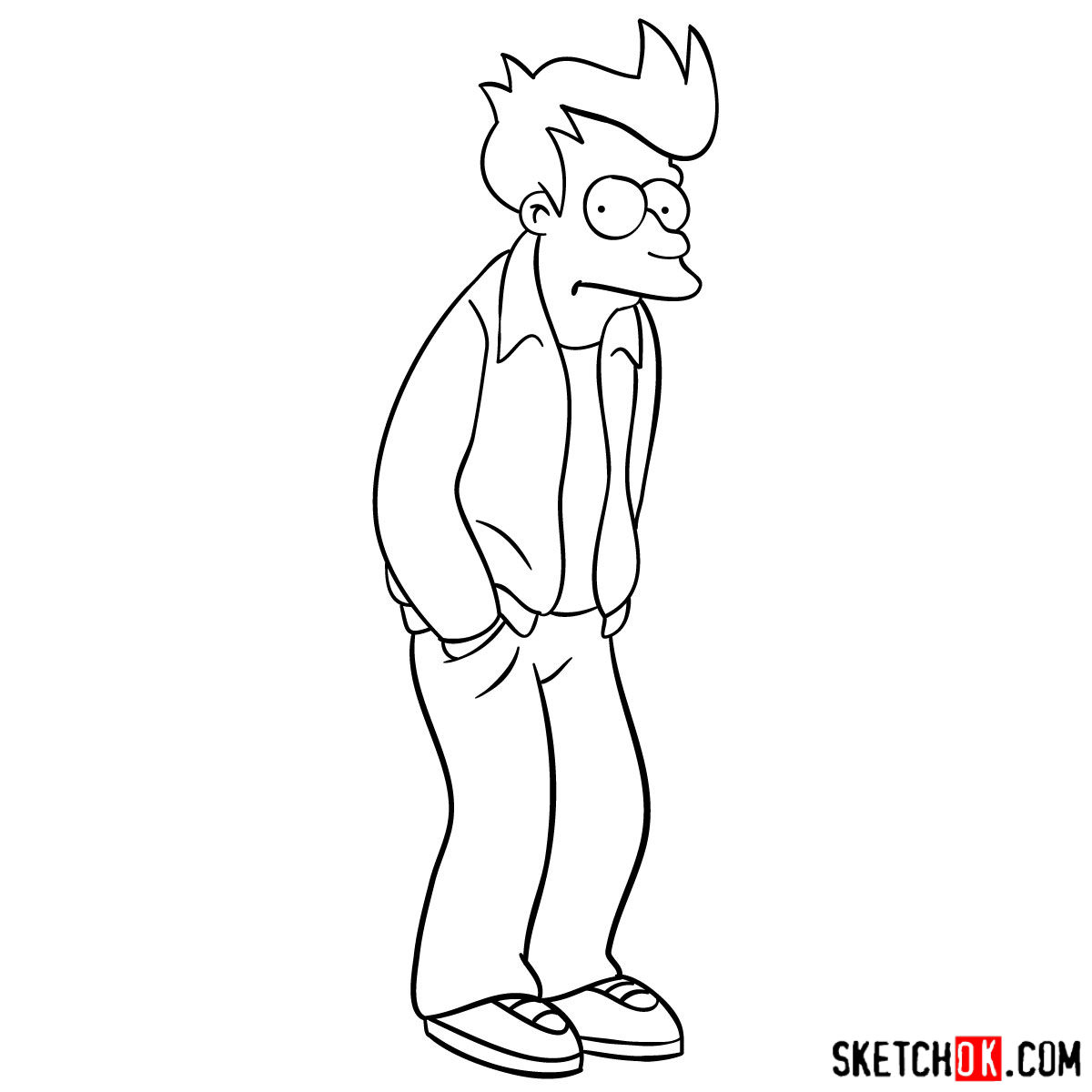How to draw Philip J. Fry step by step - step 10